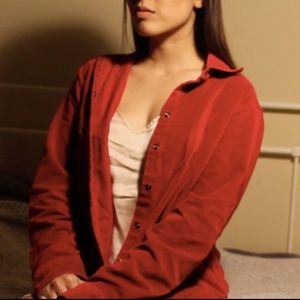 Lightweight, red velvety jacket